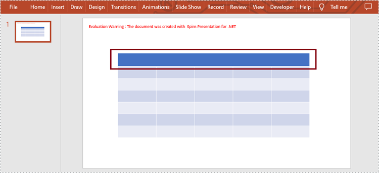 C#/VB.NET: Merge and Split Table Cells in PowerPoint