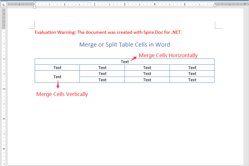C#/VB.NET: Merge or Split Table Cells in Word