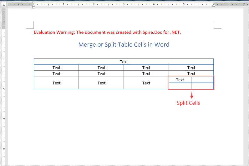 C#/VB.NET: Merge or Split Table Cells in Word