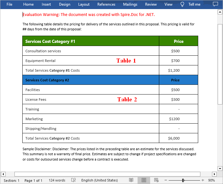 C#: Merge or Split Tables in Word