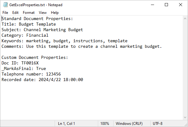 C#: Read or Remove Document Properties from Excel