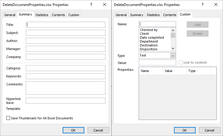 C#: Read or Remove Document Properties from Excel