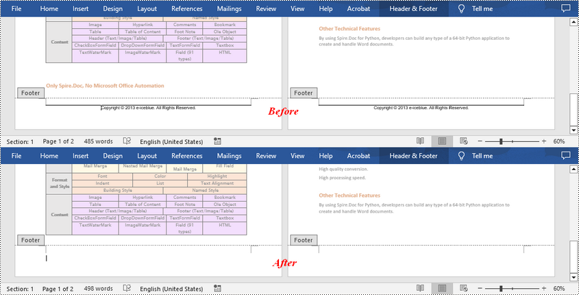 C#: Remove Headers or Footers in Word