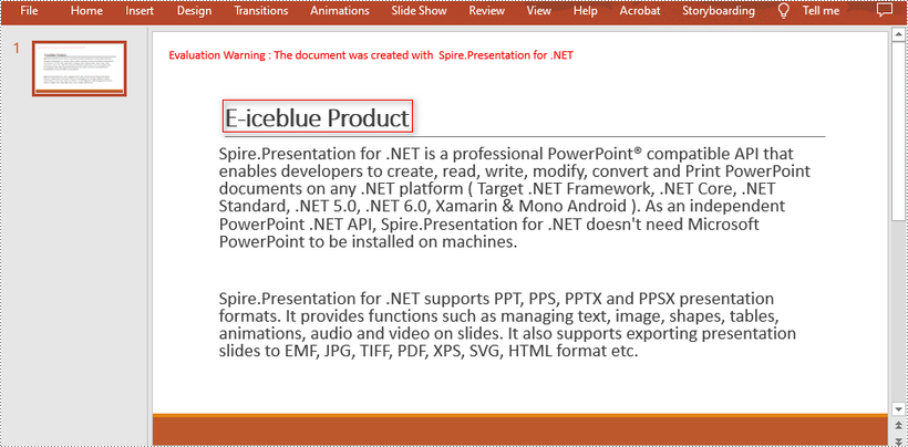 C#/VB.NET: Replace Text in PowerPoint