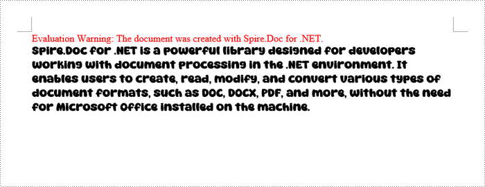 A paragraph in a Word document with a custom font applied