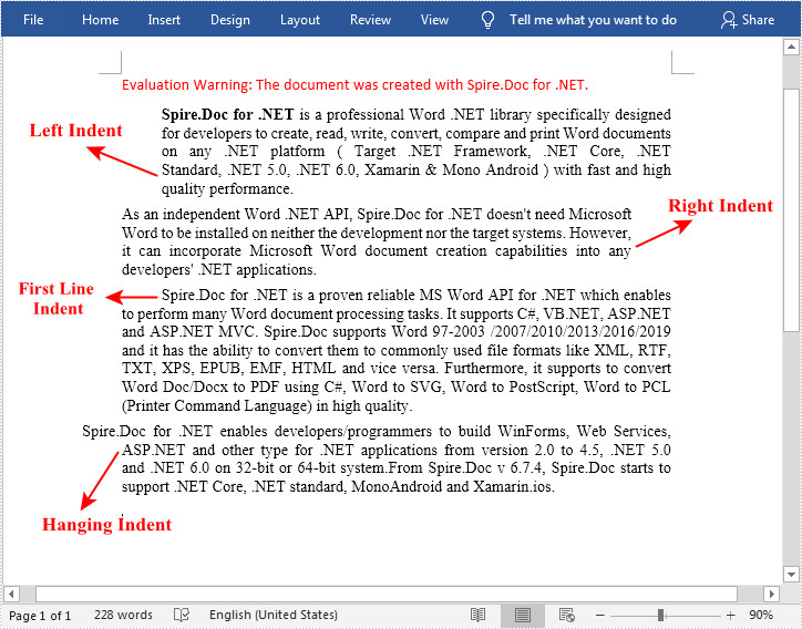 C#/VB.NET: Set Paragraph Indents in Word