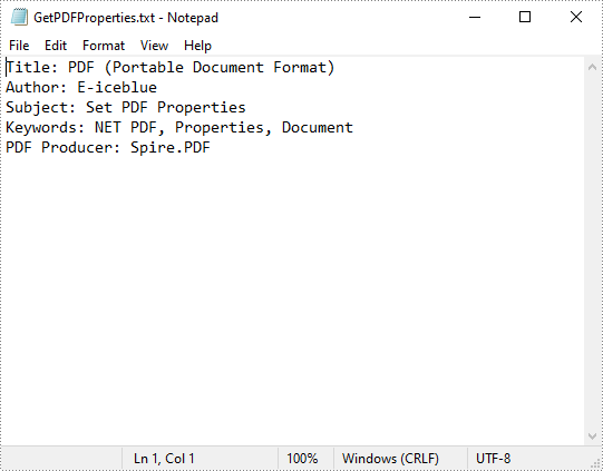 C#/VB.NET: Set or Get PDF Properties