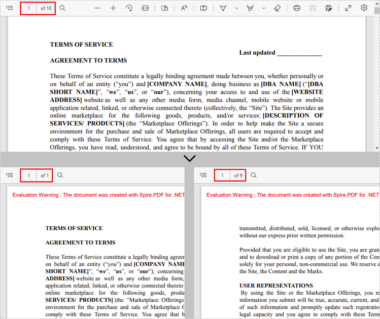 Split PDF file from C# / VB.NET applications