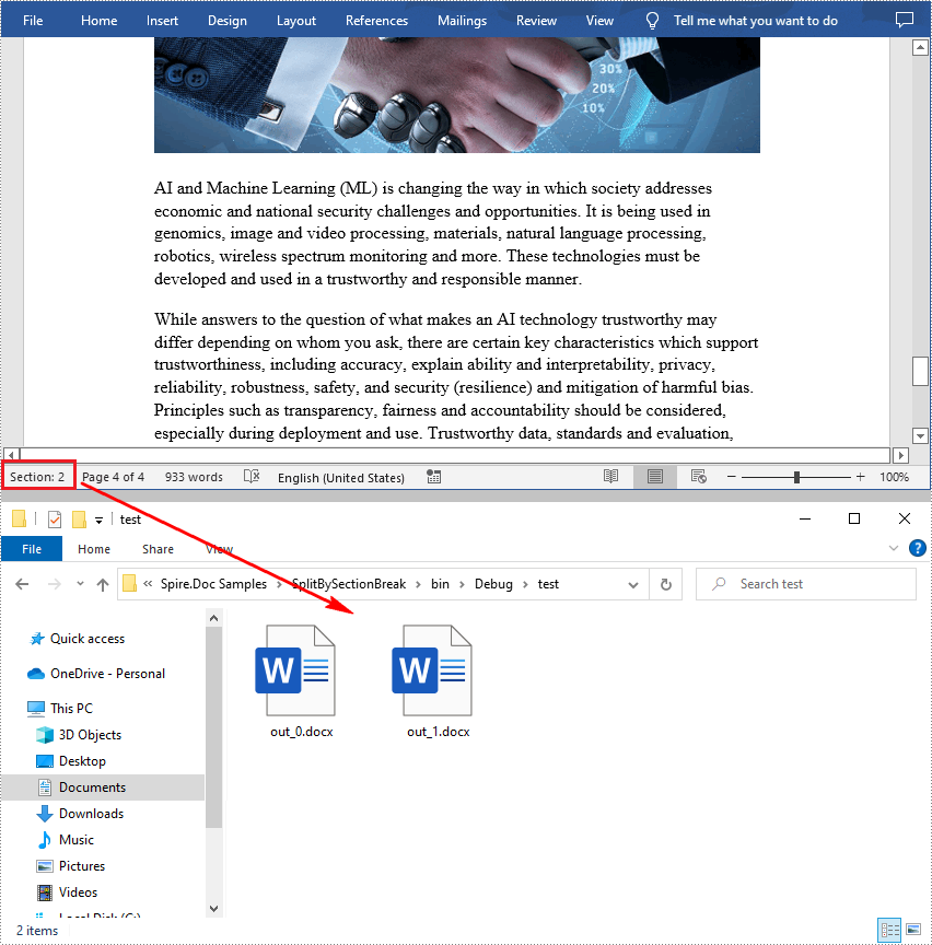 C#/VB.NET: Split Word Documents