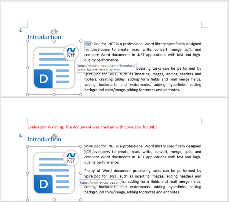 Update Hyperlinks for Images in Word in C#