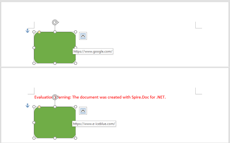 Update Hyperlinks for Shapes in Word in C#