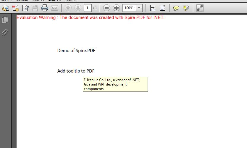 C# add tooltip to the searched text on PDF