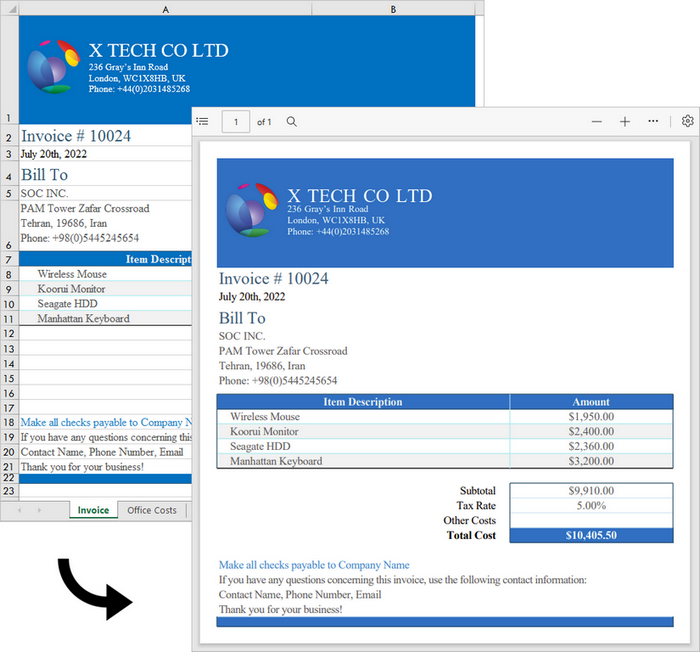 C++: Convert Excel Workbooks or Worksheets to PDF