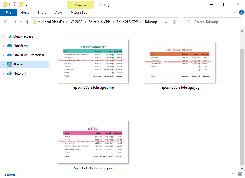 C++: Convert Excel to Images