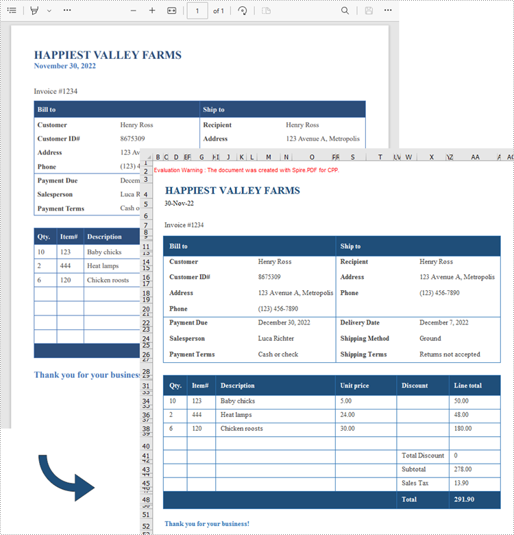 C++: Convert PDF to Excel