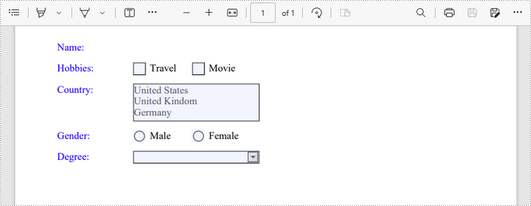 C++: Create, Fill or Remove Form Fields in PDF