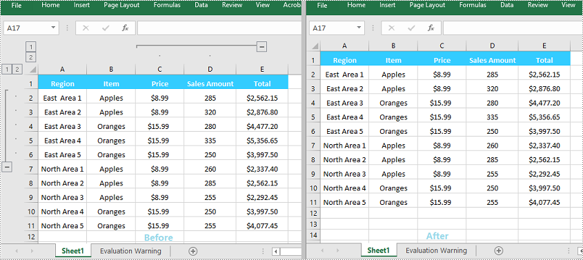 C++: Group or Ungroup Rows and Columns in Excel