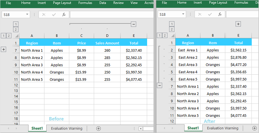 C++: Group or Ungroup Rows and Columns in Excel