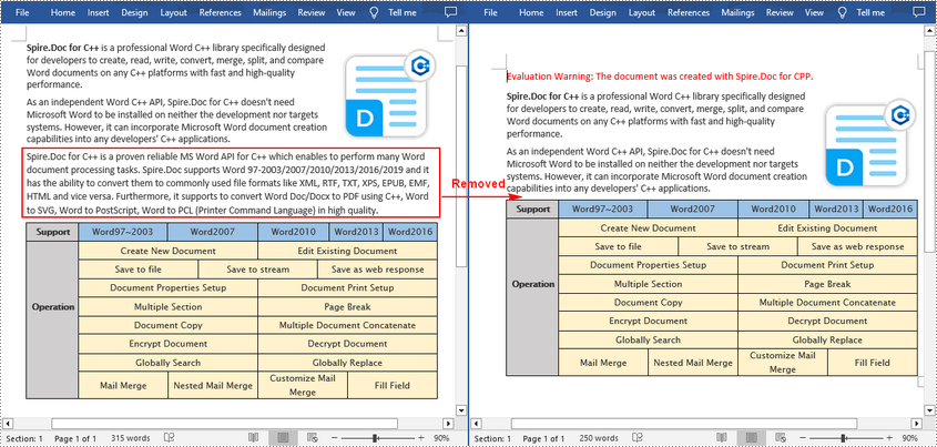 C++: Remove Paragraphs in Word