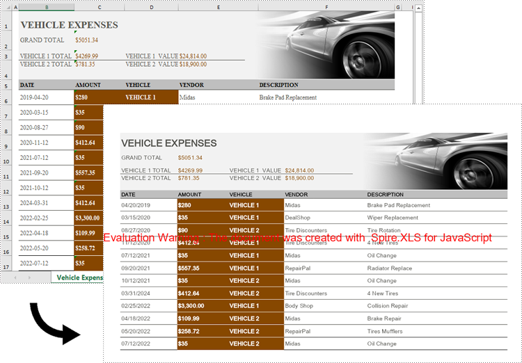 Convert an Excel Worksheet to an Image with JavaScript in React