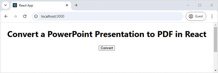 Run the code to launch the React app at localhost:3000