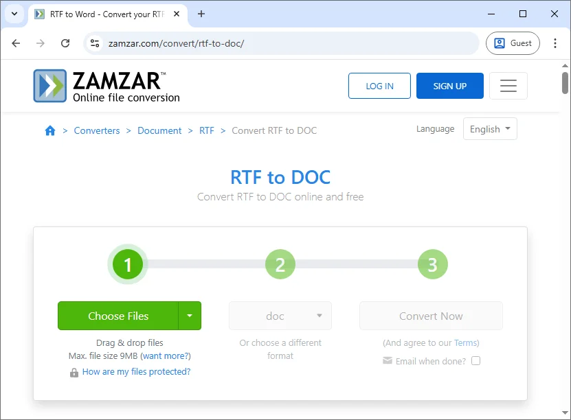 Convert RTF to Word Online for Free