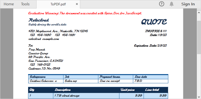 The PDF file generated from Word with non-installed fonts embedded
