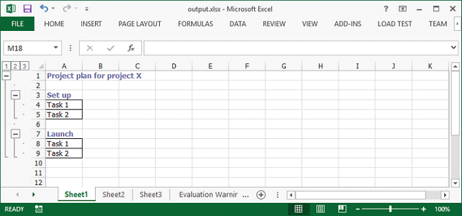 Create Nested Group in Excel in C#, VB.NET*