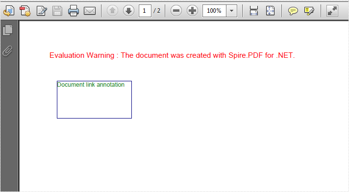 How to add a document link annotation to PDF in C#