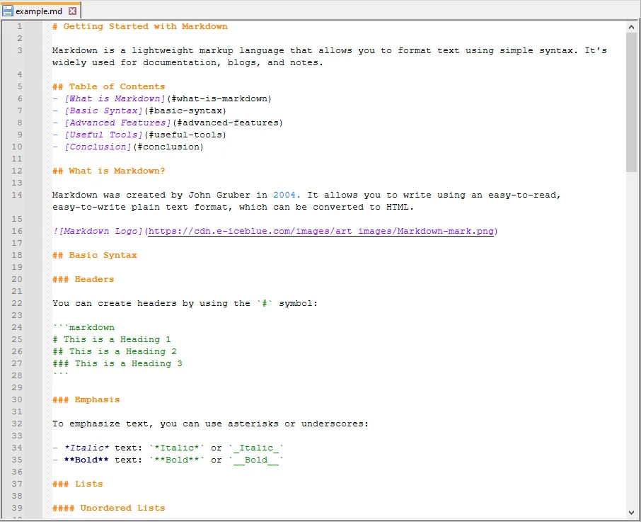 Example Markdown File