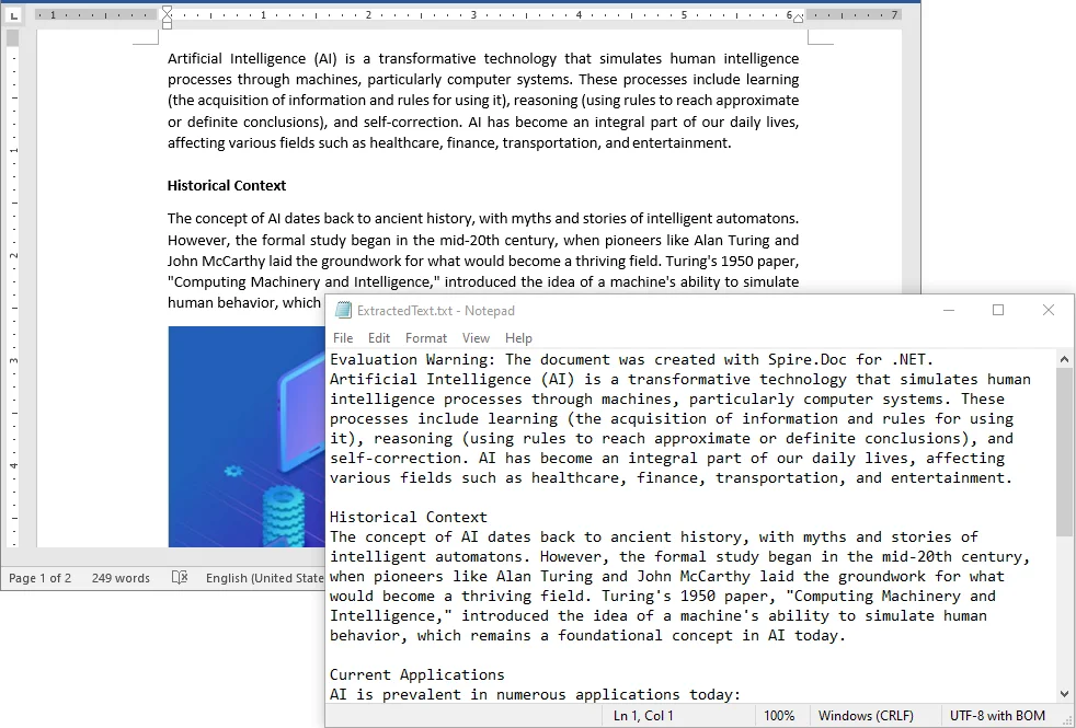 C# Example to Extract All Text from Word Document