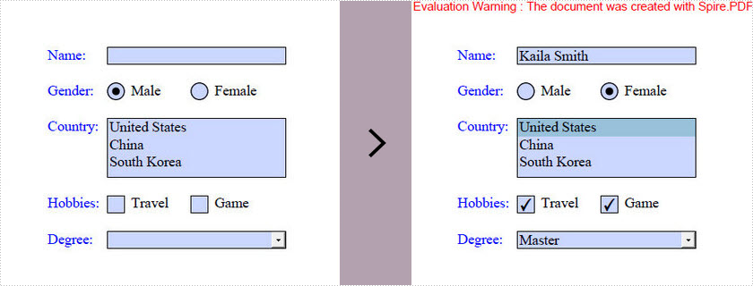 Fill PDF Form Fields in Java