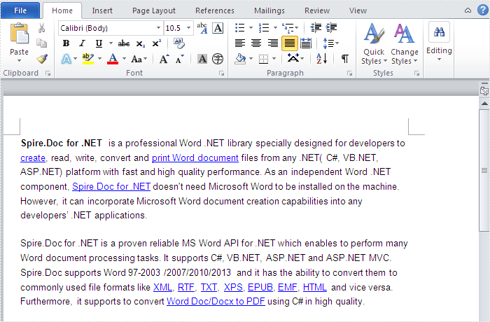 Finding Hyperlinks In A Word Document In C