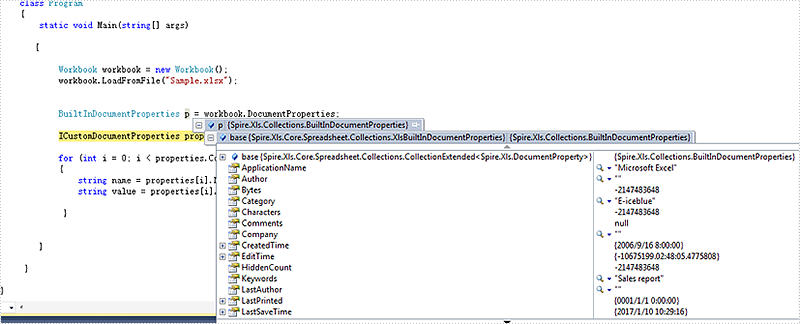 How To Get Excel Properties And Custom Properties In C