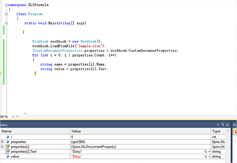 How to Get Excel Properties and Custom Properties in C#