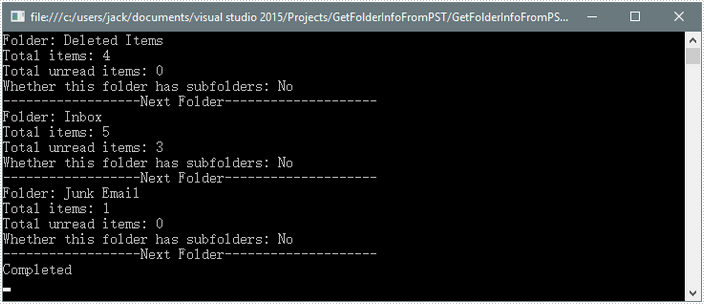 Get Folder Information from PST File in C#, VB.NET