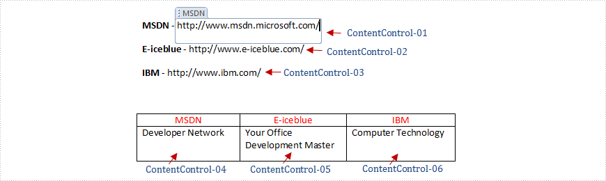 Get alias, tag and id of content controls in a Word document in C#