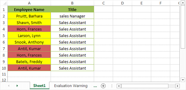Highlight Duplicate and Unique Values in Excel Using C#