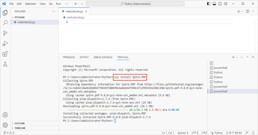 How to Install Spire.PDF for Python in VS Code