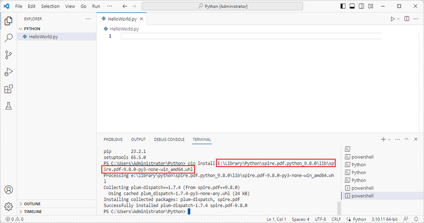 How to Install Spire.PDF for Python in VS Code