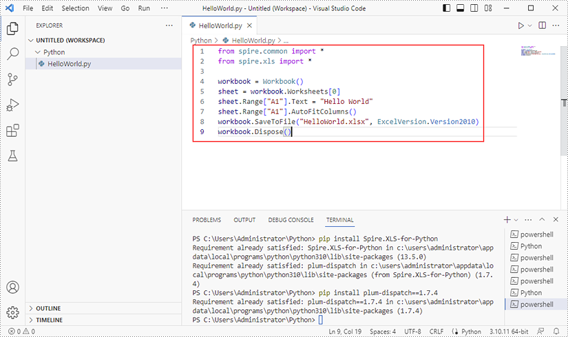 How to Install Spire.XLS for Python in VS Code