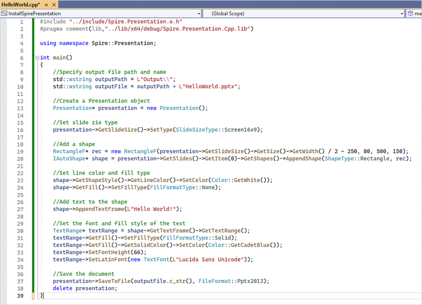 How to Integrate Spire.Presentation for C++ in a C++ Application