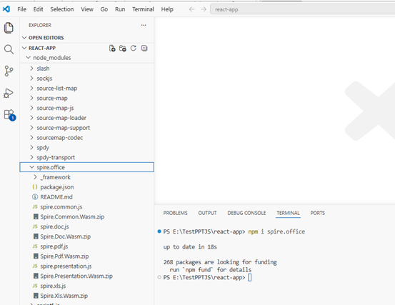 The library files downloaded via npm