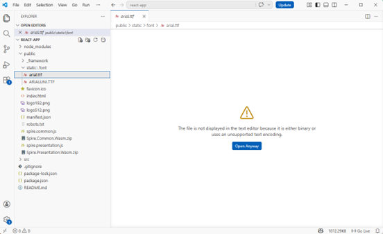 Add font file to React project