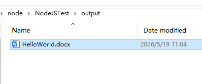 A Word file generated by JavaScript code