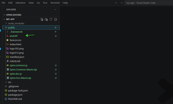 The library files installed via npm