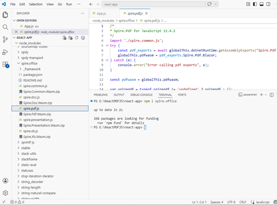 The library files downloaded via npm