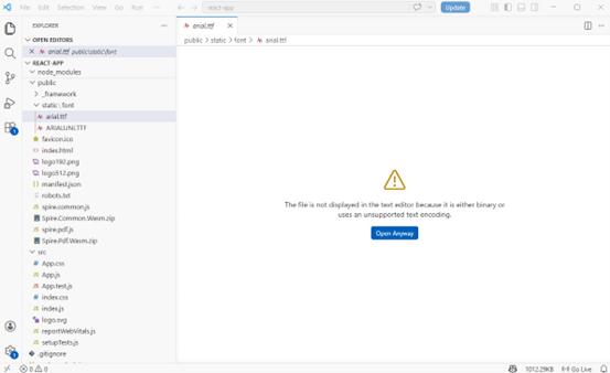 Add font files to react project