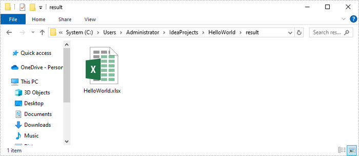 Excel file generated by JavaScript code.