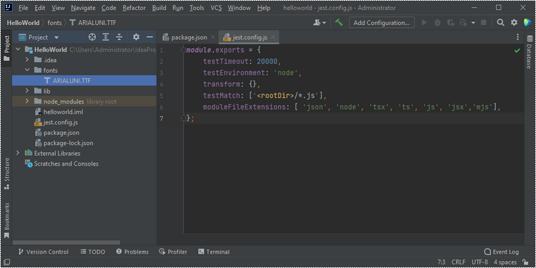 Add font files to node.js project